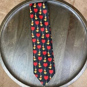 Disney Winnie the Pooh Hearts Black and Red Tie